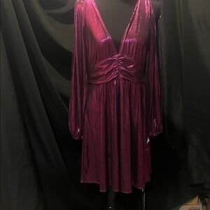 Glamorous Long Sleeve Metallic Dress